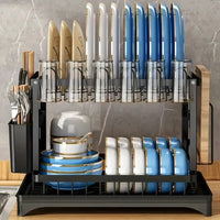 Load image into Gallery viewer, 2-Tier Dish Rack with Drainboard &amp; Utensil Holder
