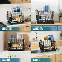 Load image into Gallery viewer, 2-Tier Dish Rack with Drainboard &amp; Utensil Holder
