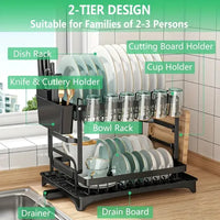 Load image into Gallery viewer, 2-Tier Dish Rack with Drainboard &amp; Utensil Holder
