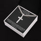 Men's Cuban Chain with Artisan Cross Necklace, remind him of your love and faith when he wears this Cross Necklace