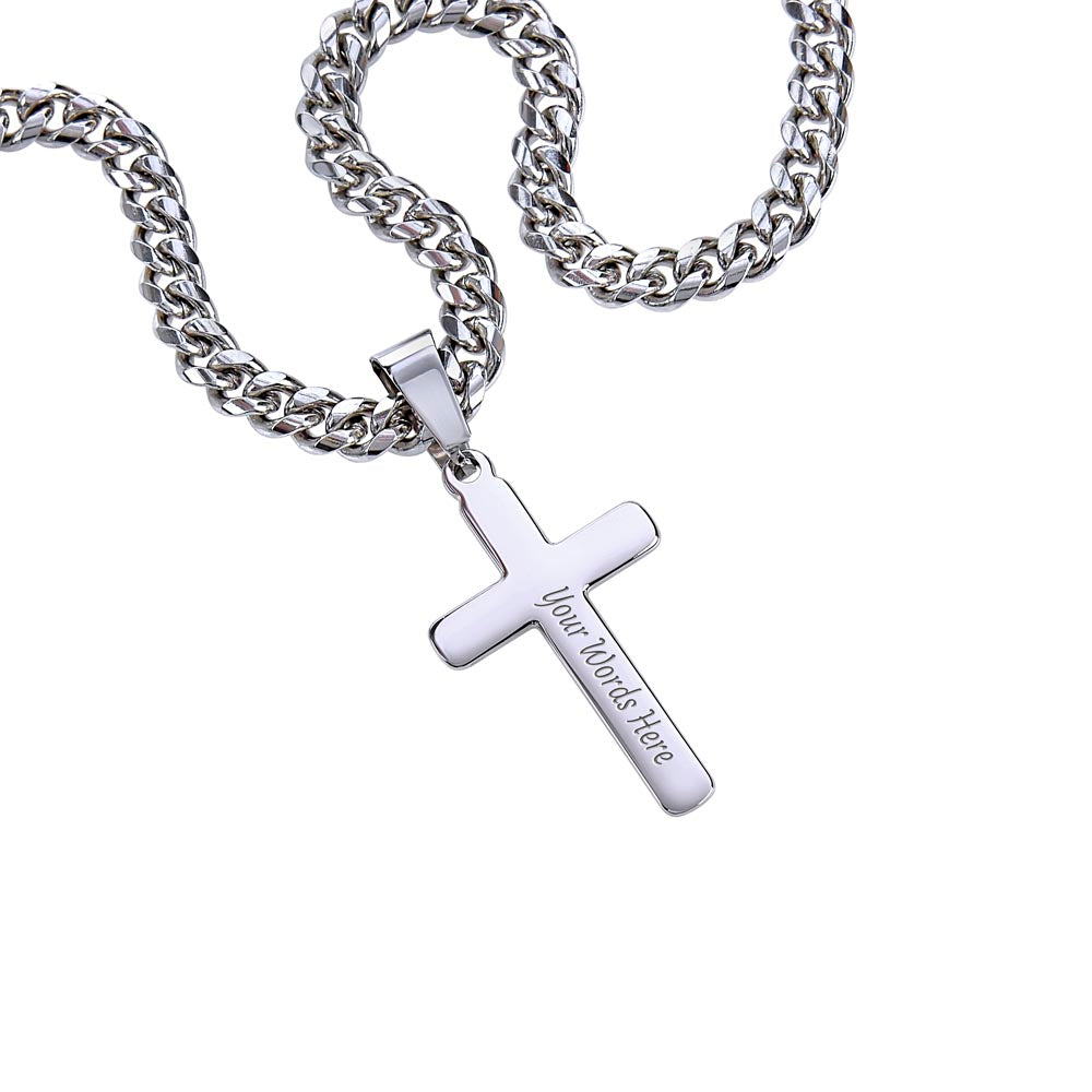 Men's Cuban Chain with Artisan Cross Necklace, remind him of your love and faith when he wears this Cross Necklace