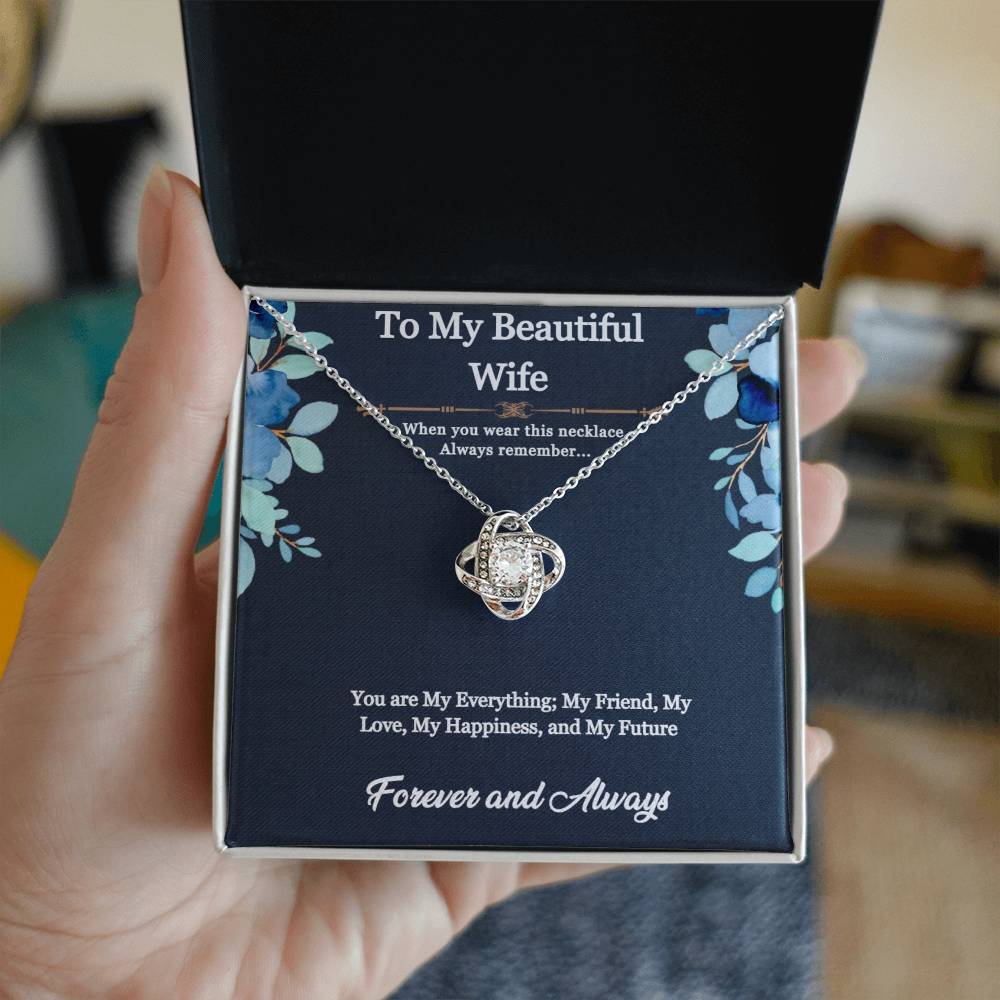 To My Beautiful Wife Necklace; Let her know how much she means to with a moving message and this stunning piece from our collection.