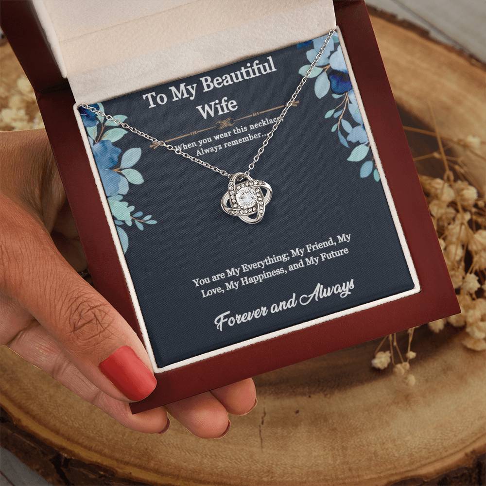 To My Beautiful Wife Necklace; Let her know how much she means to with a moving message and this stunning piece from our collection.